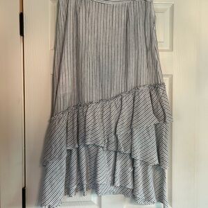 Striped Asymmetrical Ruffle Skirt